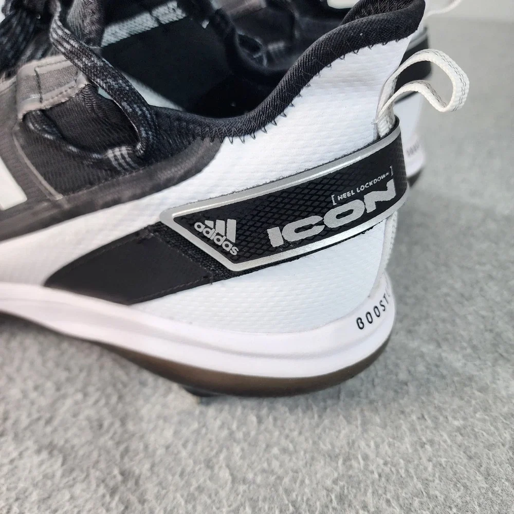 Adidas Icon 7 Boost Baseball Metal Cleats Mens Size 15 Black White Silver FY4178